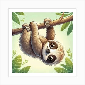 Line Art sloth 1 Art Print