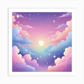 Sky With Twinkling Stars In Pastel Colors Square Composition 261 Art Print