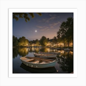 Night At The Lake Art Print