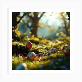 Easter Eggs In The Forest 2 Art Print