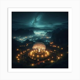 Lone Tree At Night 2 Art Print