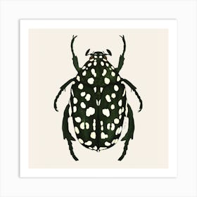 Green Beetle Square Art Print