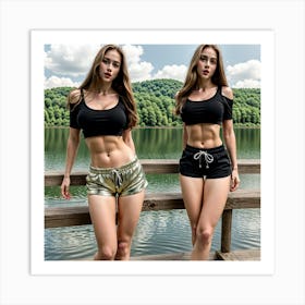 Two Women Posing Art Print