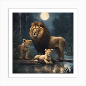 Lions And Cubs Art Print