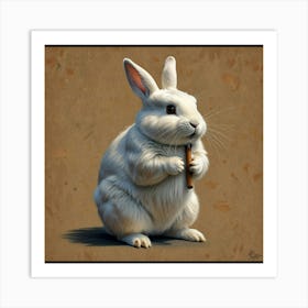 Rabbit Playing Flute Art Print