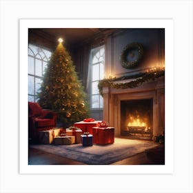 Christmas Tree In The Living Room 37 Art Print