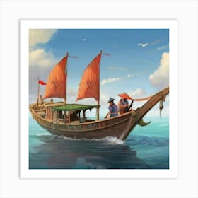 Chinese Fishing Boat Art Print