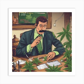 Weed Smoking Man 1 Art Print