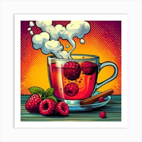 Pop Retro Retro Tea With Raspberries Art Print