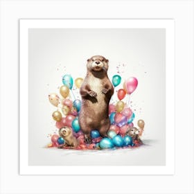 Birthday Otter Art Print