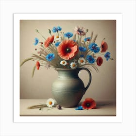 Photo Of Wildflowers In A Vase Art Print