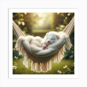Ferret Sleeping In A Hammock 1 Art Print