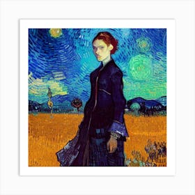 Incredibly beautiful portrait of a skinny woman , fierce, diaphanous, intricate, by Van Gogh, ismail inceoglu , super resolution, UHD Art Print