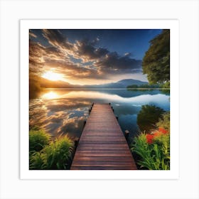 Dock At Sunset 1 Art Print