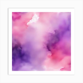 Beautiful pink lavender abstract background. Drawn, hand-painted aquarelle. Wet watercolor pattern. Artistic background with copy space for design. Vivid web banner. Liquid, flow, fluid effect. Art Print