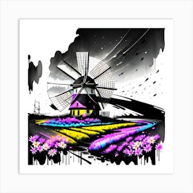 Windmill Painting Art Print