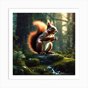 Red Squirrel In The Forest 26 Art Print