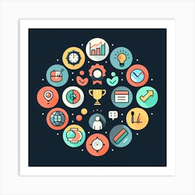 Business Icons In A Circle 1 Art Print