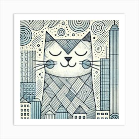 Moonclimber City Cat Art Print