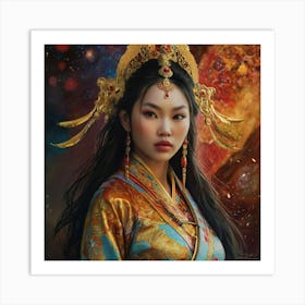 Chinese Empress The Magic of Watercolor: A Deep Dive into Undine, the Stunningly Beautiful Asian Goddess 3 Art Print