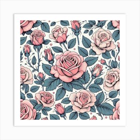 Roses Flowers Nature Rose Garden Plants Flower Decoration Love Romance Bouquet Art Print