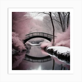 Bridge Over A River Landscape 6 Art Print