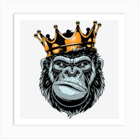 Gorilla King Alpha Funny Ape Wildlife Art Print