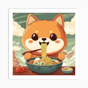 Chihuahua Eating Noodles Art Print