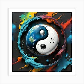 Earth and Space Yin Yang Art Print