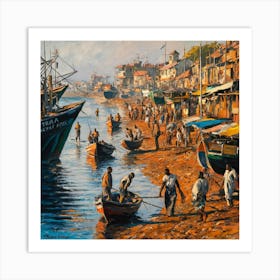 Fishing Boats On The Beach 2 Art Print