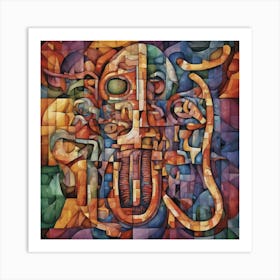 Digestive System Cubism Style Art Print