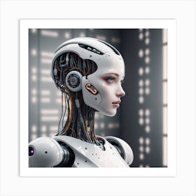 Futuristic Woman Robot Art Print