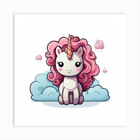 Unicorn With Pink Hair 1 Art Print