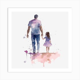 Father And Daughter Holding Hands Father's Day 1 Art Print