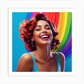 Rainbow Woman Smiling Art Print