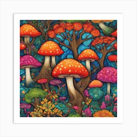 Mushroom Forest Art Print