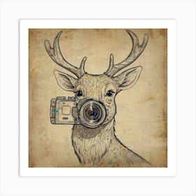 Deer With Camera 5 Art Print