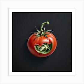 Tomato On Black Background 3 Art Print