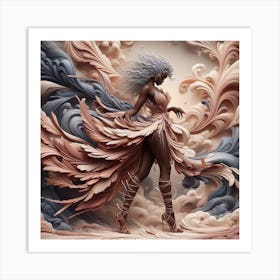 Woman With Feathers Art Print