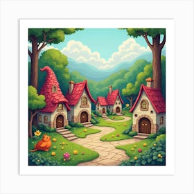 Whimsical Gnome Village With Tiny, Enchanted Houses And Magical Creatures 1 Art Print