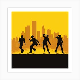 Silhouettes Of People Dancing Art Print