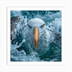 Seagull In The Ocean Art Print