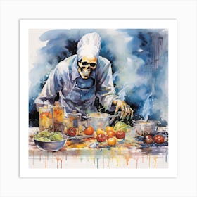 Skeleton Chef Art Print