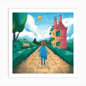 Girl Walking Down A Path Art Print