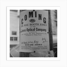 John Day, Oregon,Sign Of Traveling Optometrist By Russell Lee Art Print