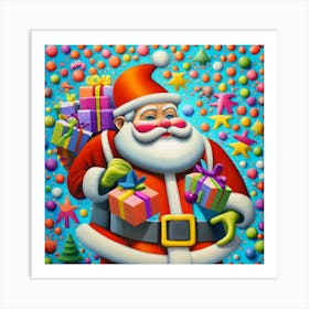 Santa Mosaic Art Print