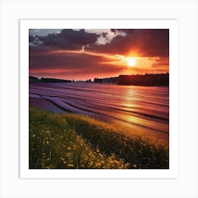 Sunset Over A Field 12 Art Print