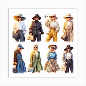 Fashion Women In Hats Art Print