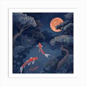 Koi Fish In The Pond Art Print