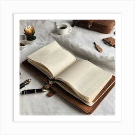 Notebook On A Desk Art Print